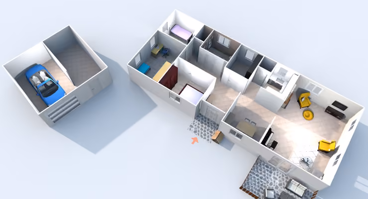 Dömösön, tágas, napfényes otthon parkosítot kerttel és prémium extrákkal - Alaprajz 3D - -
